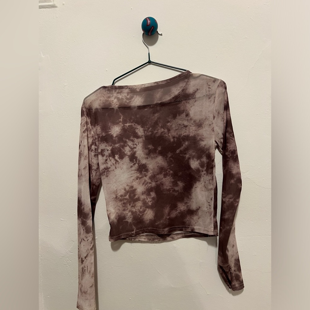 Mesh cloudy grey top